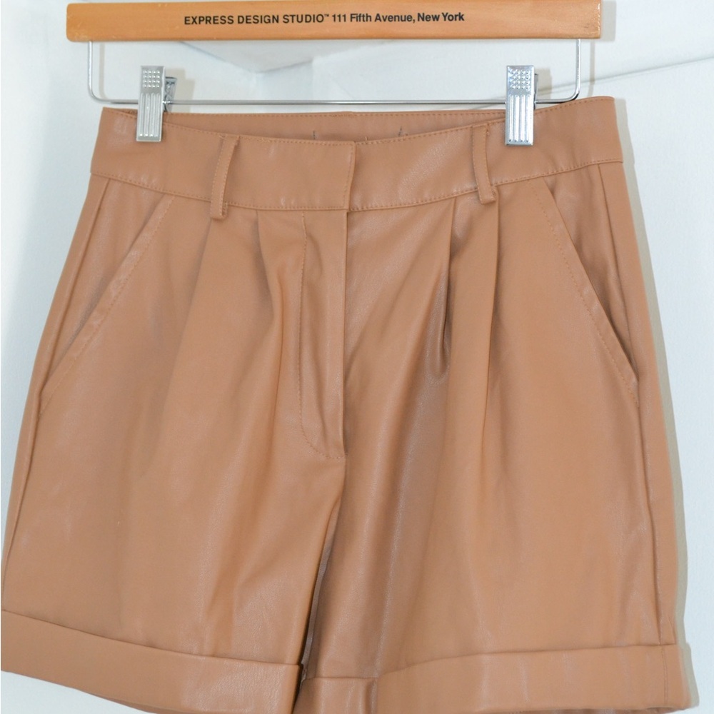 Express Camel Leather Women Shorts